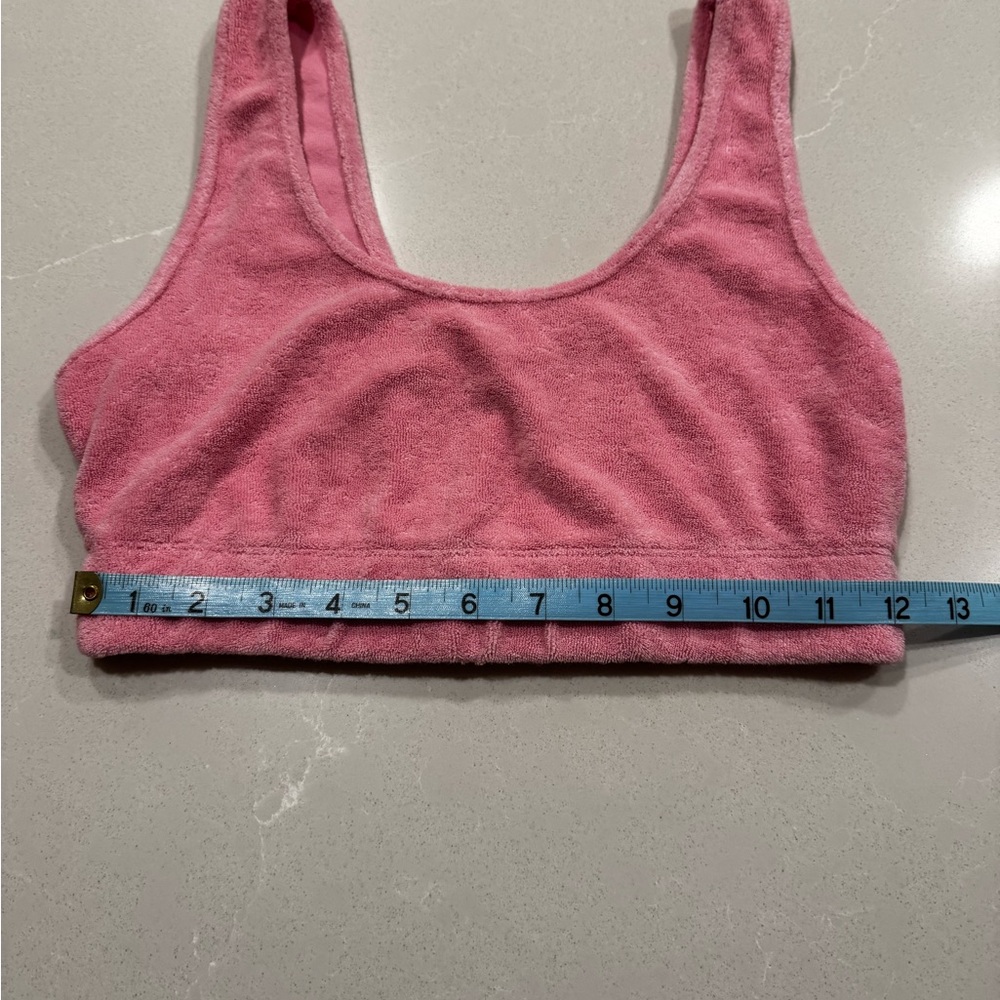 Zara Terry Toweling Bubblegum Pink crop tank top, Medium - Picture 6 of 6